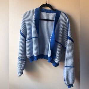 Mixed Blue Knit Cardigan